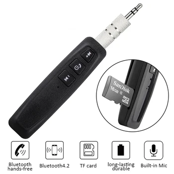 

Bluetooth 4.1 Adapter 3.5mm Jack AUX Audio Receiver Handsfree Car Kits Bluetooth Converter With TF Card Reader For Mic Earphone