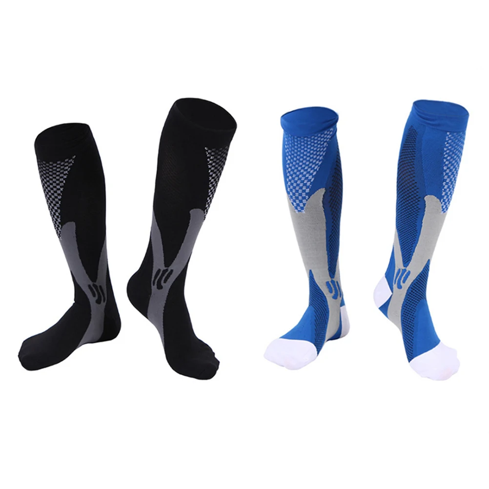 

FENICAL 2 Pairs Women Men Compression Socks Knee High Stocking Elastic Sports Athletic Running Socks for Exercise Soccer Ball