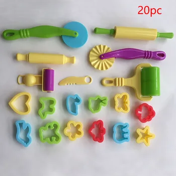 

20pcs Children Handmade Color Mud Mold Create Creativity Gift Dough Roller Kids Toy Animal Shape DIY Art Clay Tool Set Kit