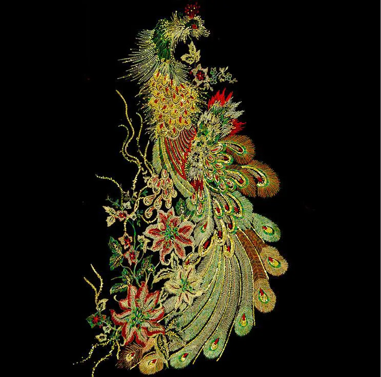 10PCS Gold Phoenix Ethnic Embroidered Patches Applique Fabric Clothing Apparel Sewing Patches