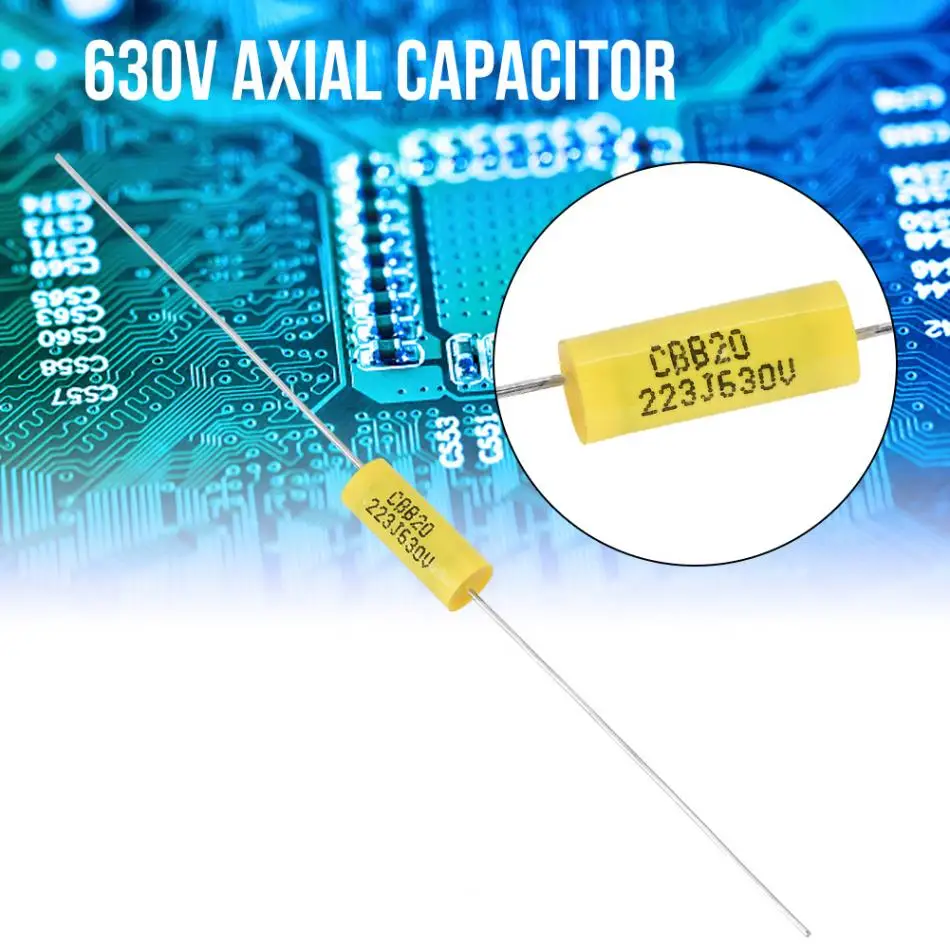 10 шт. осевой конденсаторной полиэфирной пленки с длинными привести 0,022 мкФ 630 В для радио усилитель