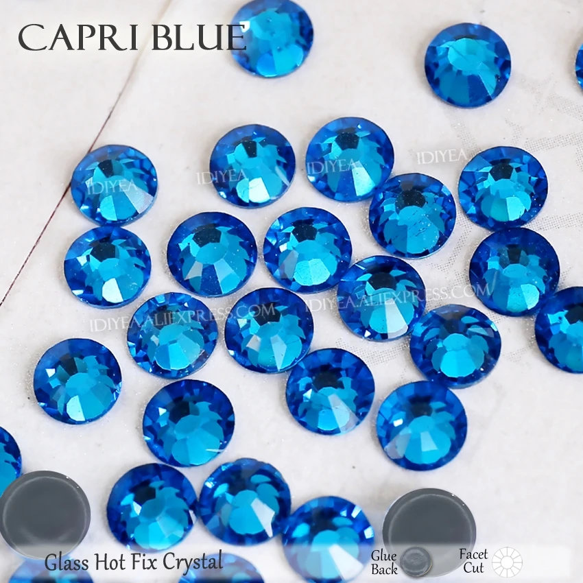 Капри синий исправление для одежды стразы кристаллы Горячая фиксация flatback камни для DIY 3D Рукоделие платье ткань костюм декорации