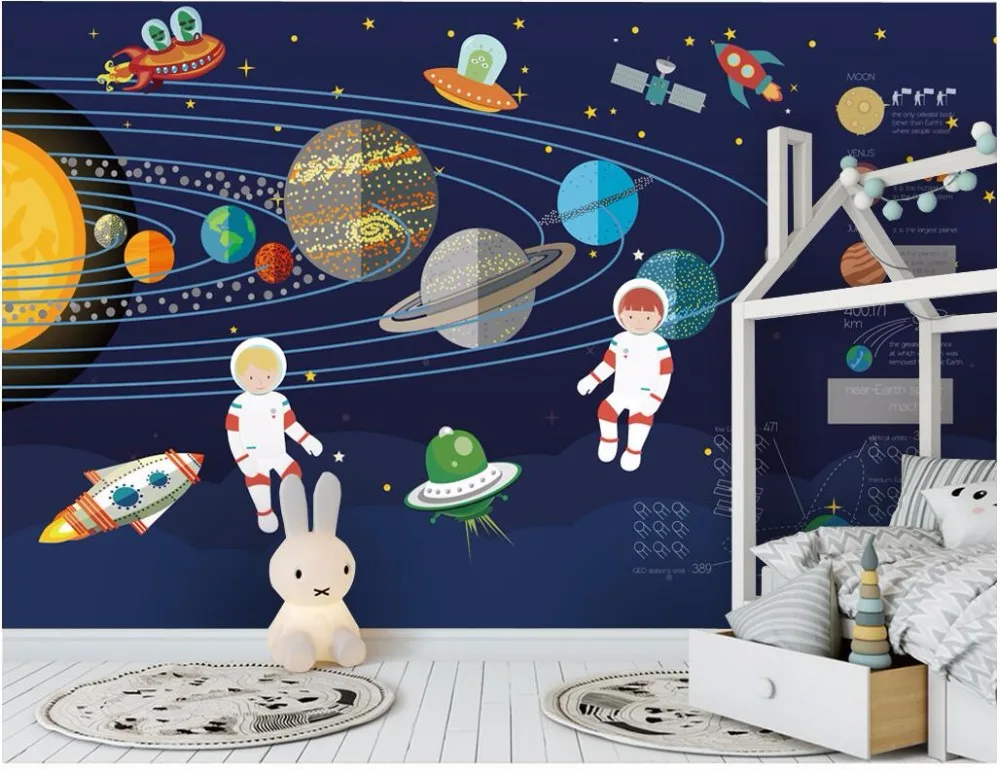 

Custom mural 3d photo wallpaper Rocket space astronaut decoration painting picture 3d wall murals wallpaper for walls 3 d