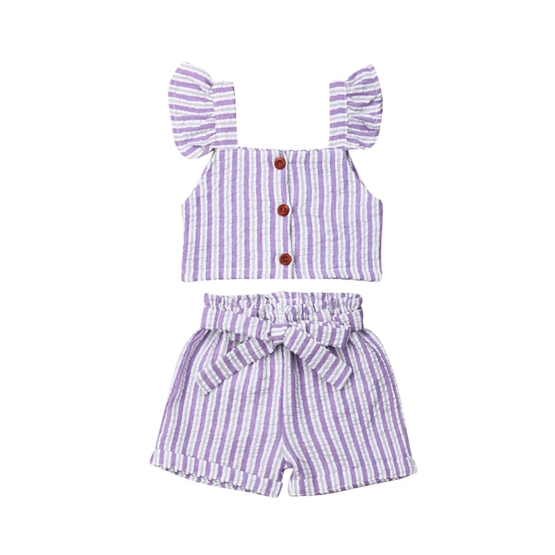 

Cute Baby Set Toddler Girl Outfits Striped Sleeveless Shirt Tops Sleeveless Shorts Pants Kids Clothes Baby Clothing Girl Costume