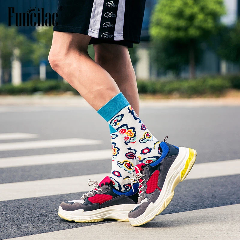 Calcetines de Hip Hop para hombres, largos, moda Ins, tendencia algodón para hombres, calcetines Happy calcetines Dropshipping - AliExpress