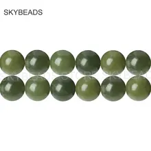 Натуральный зеленый нефрит Круглый 6 8 10 12 мм свободные драгоценные камни онлайн Дешевые бусины для DIY ожерелье браслет серьги ювелирных изделий