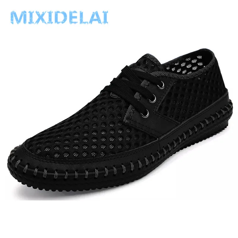 Summer Breathable Mesh Men Casual Shoes Comfortable Handmade Men Lace-Up Loafers 38-48 casual shoes casual loafers
