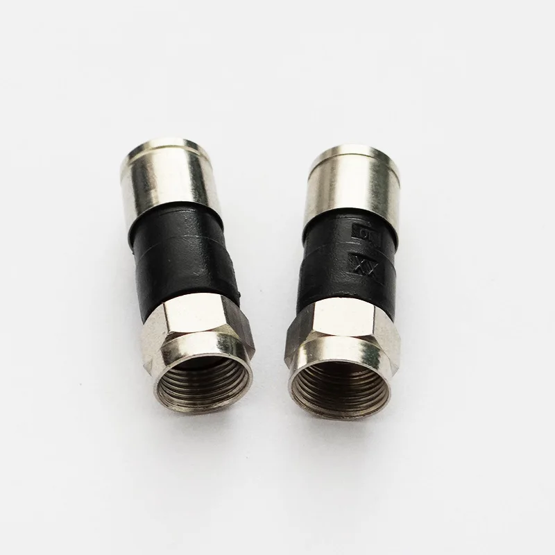 

50pcs F Compression Shield Quad RG6 Connector Adapter Coax Sat TV Cable