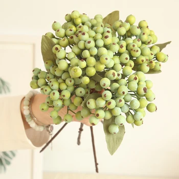 

artificial berry green bean foam flowers home decor small fake flowers bacca fruit branch decoration accessories fake plant 29CM