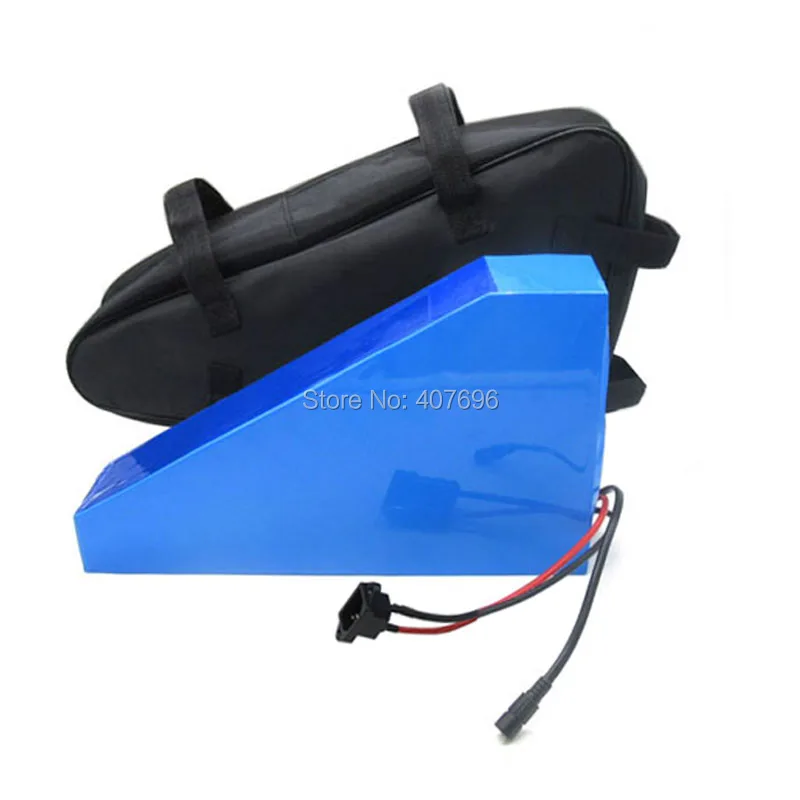 Discount 2000W 48V 35AH triangle battery 48V lithium Electric bike battery 35AH with Free bag use samsung 3500mah cell 50A BMS 5A Charger 4