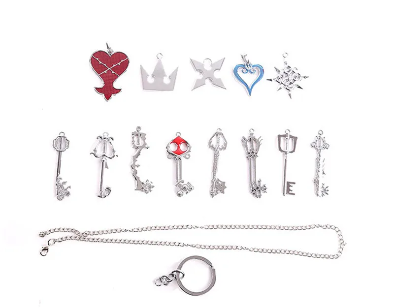 2019 New Kingdom Hearts Key Blade Necklace Pendant Keyblade Keychain Weapons Toys Set Cosplay Gift for Children Kids 13pcsset (4)