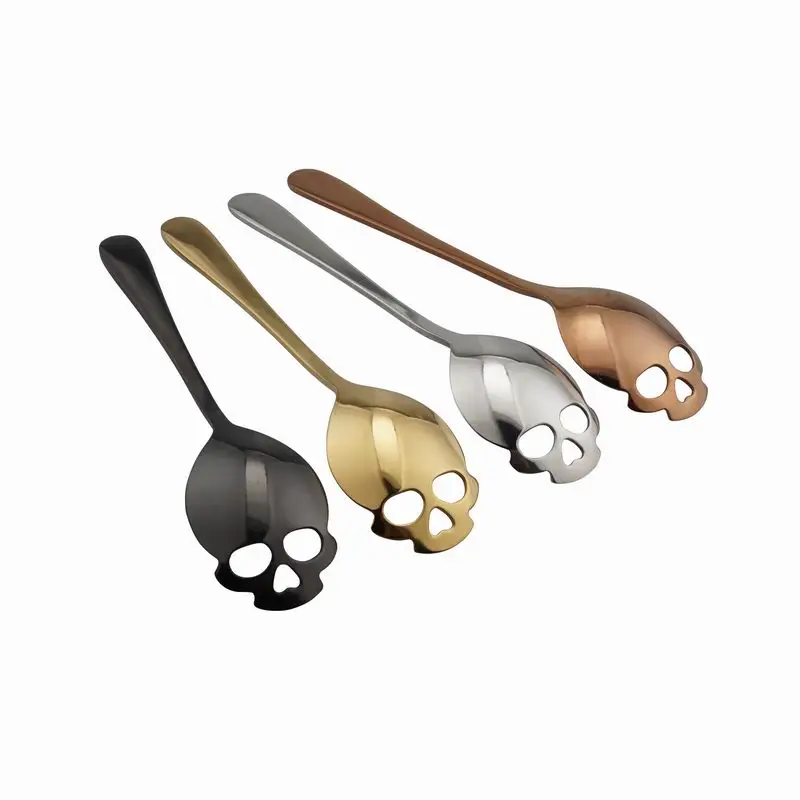 

Skull Shaped Spoon 304 Stainless Steel Coffee Spoon Dessert Ice Cream Sweets Teaspoon Stainless Food Cutlery Halloween