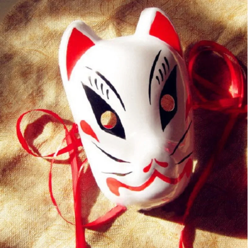 

Full Face Hand-Painted Japanese Fox Mask Miku Pattern Cosplay Masquerade For Party Carnival Halloween