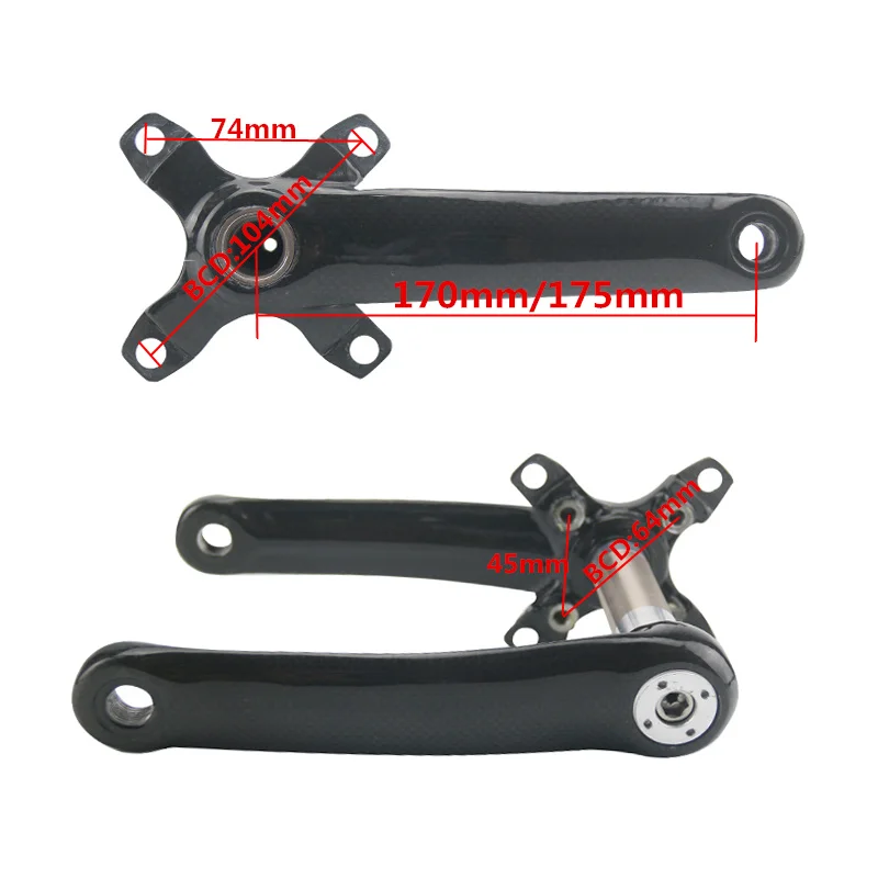 AERONOVA Mountain Bike Carbon Crank 104 BCD Mtb Crankset 170175mm 3K GlossyMatte Black Ultra-light Cycling Bicycle Crank (9)