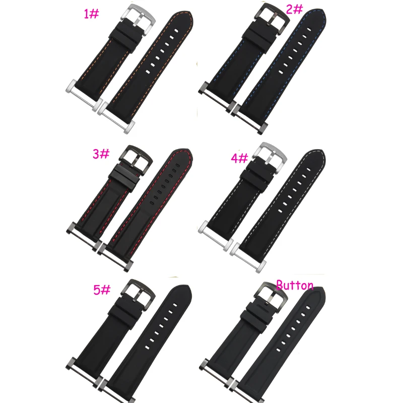 

For Suunto Core Watch Strap 24MM Black with Red line Soft Rubber Silicone+Stainless Buckle+PVD Adapters+Screwbars