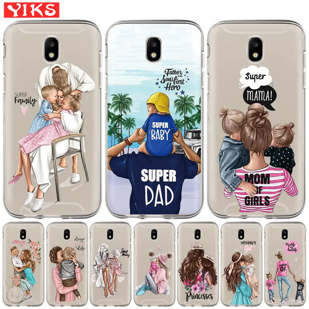 

Phone Case For Samsung Galaxy J3 J5 J7 2015 2016 2017 J2 Pro J6 Prime 2018 G530 Soft Silicone CoverSuper Mom Dady Baby Girl Etui