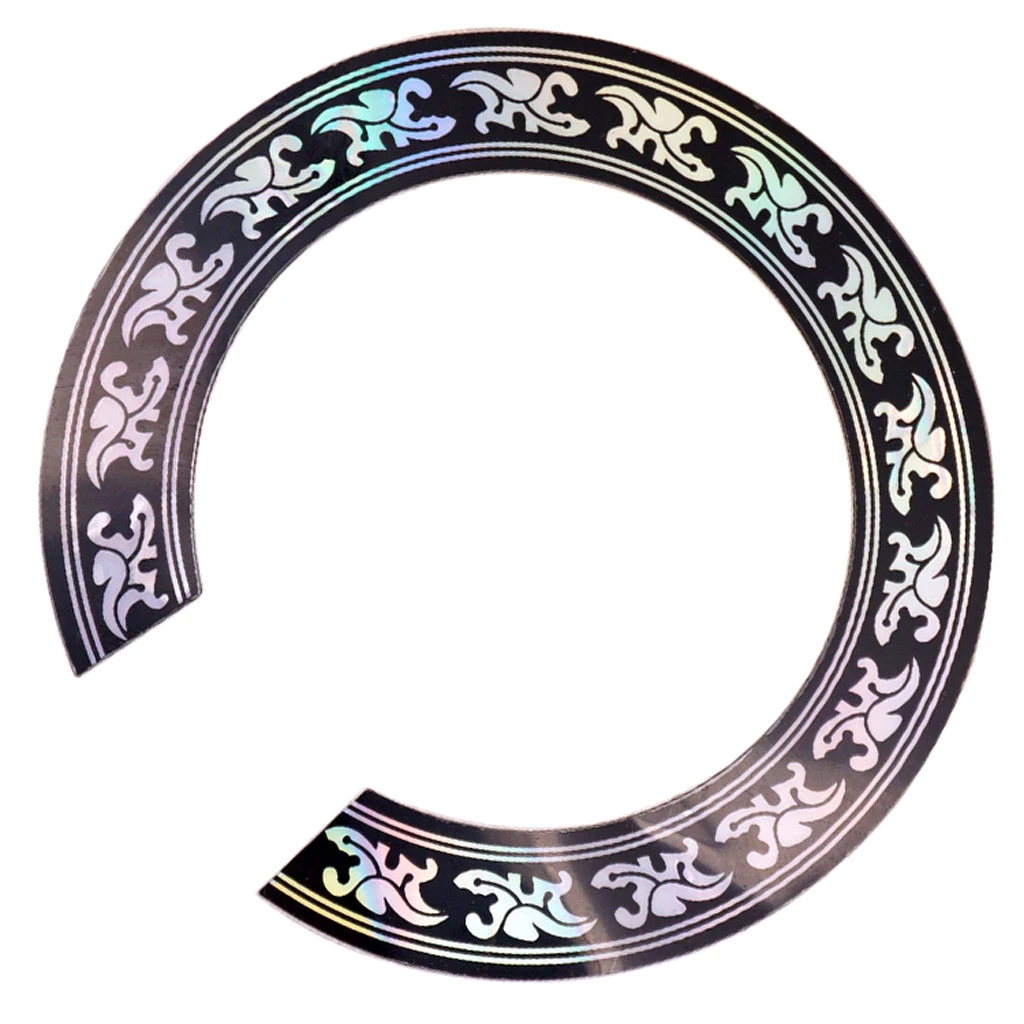 1 Piece 38 39inch Acoustic Guitar Sound Hole Sticker Decal Black with Chrome Pattern