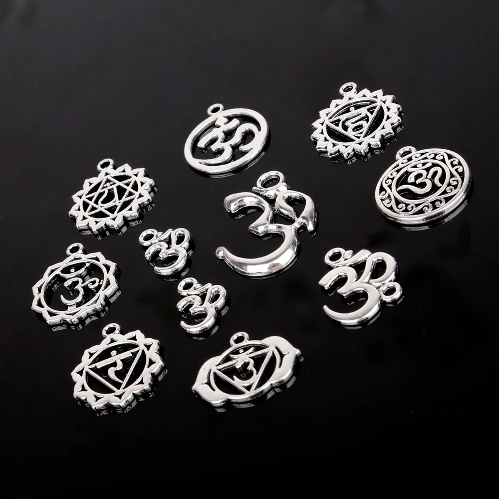 

Beadia Mixed Tibetan Silver Plated Yoga OM Charm Pendants Jewelry Accessories Bracelet Jewelry Findings DIY 30pcs/lot