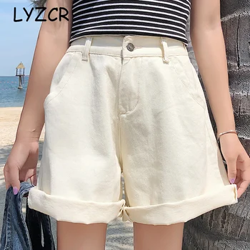 

Loose Chic Straight Jeans Shorts Women High Waist Summer Wide Leg Denim Women's Shorts Knee Length High Waisted Shorts For Women