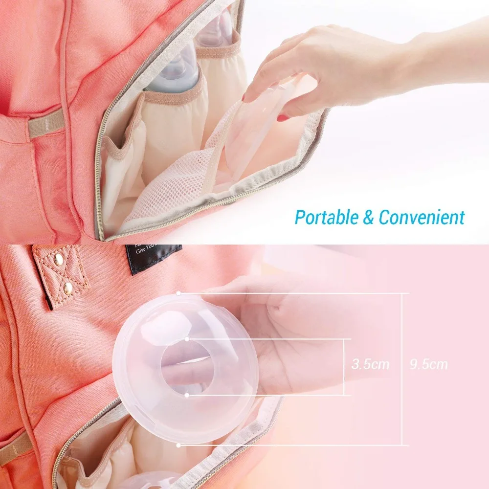 1/2 Pack Portable Breast Milk Saver Breast Milk Collector BPA-Free Flexible Silicone Breast Shield Manual Breast Pump