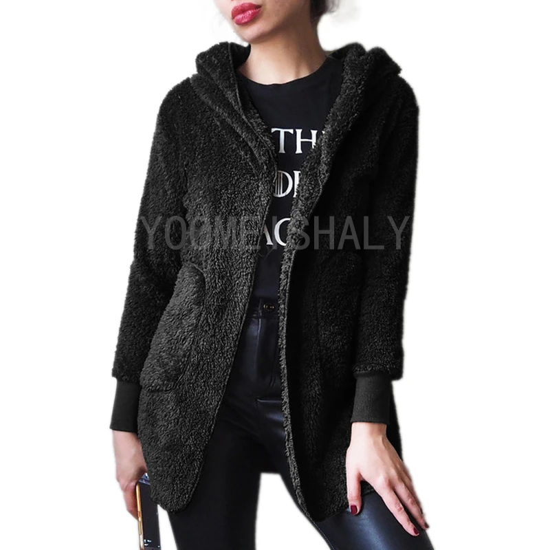 astounding  New Fashion Spring Faux Fur Warm winter coats on both sides Jacket Women Open Stitch Hooded Coat Fe