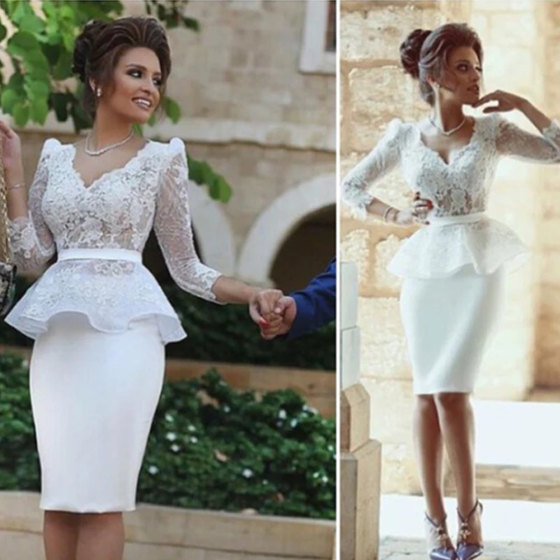 peplum wedding dress short