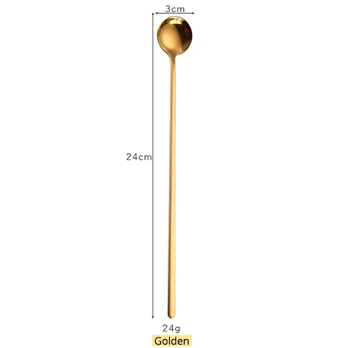 KONCO Ice Tea Spoon Coffee Scoop Mixing Ice Cream Spoon Stainless Steel Cocktail Stirring Bar Accessoriess - Цвет: Gold