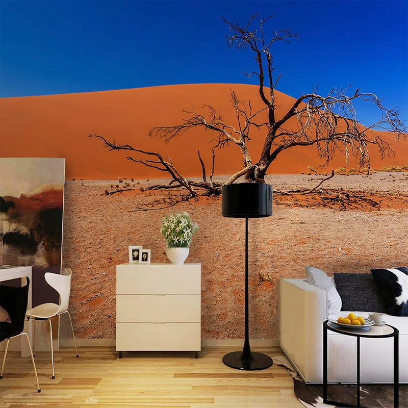 

Blue Sky Red Desert Deadwood 3D Wall Paper Fashion Landscape Modern Decor Wallpapers Dining Room Gallery Mural Papel De Parede