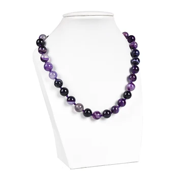 

Hot Sale's Fancy purple With mysterious streaks and PROM wear 10 mm Purple Striped agate necklace.