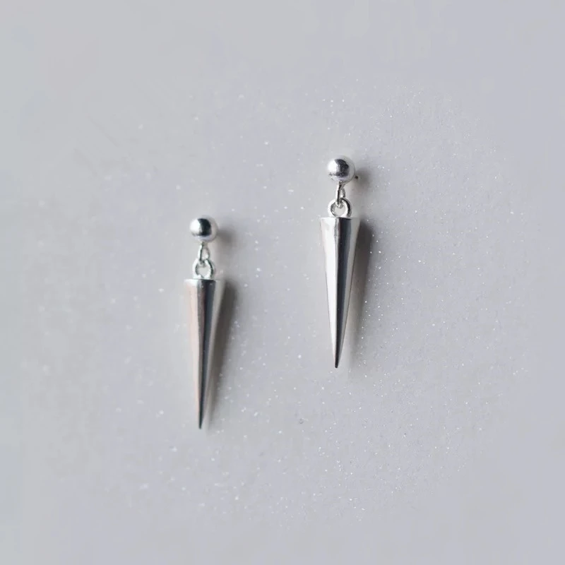 

925 sterling silver earrings fashion triangle cone stud earrings geometric trend men women boys girls ear jewelry