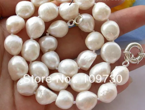 

Jewelry 001595 17" white baroque freshwater pearl necklace