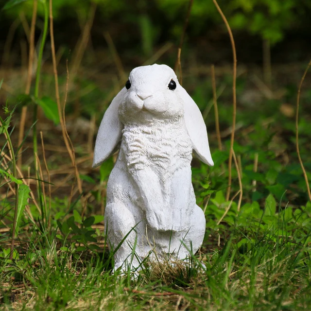 courtyard resin rabbit sculpture garden decoration crafts animal statues white gray artificial courtyard resin rabbit sculpture garden decoration crafts animal statues white gray artificial