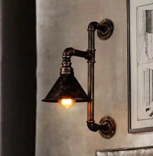 

Nordic Loft Style Iron Water Pipe Lamp Industrial Vintage Wall Light Fixtures Edison Wall Sconce Home Lighting Lampara Pared