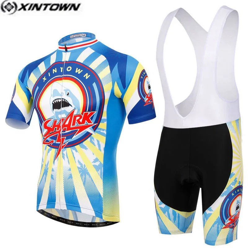 

XINTOWN Pro Bike Jersey Bib Shorts Sets Animal Blue Ropa Ciclismo Cycling Top Bottom Men Riding mtb Bicycle Clothing Suit Summer