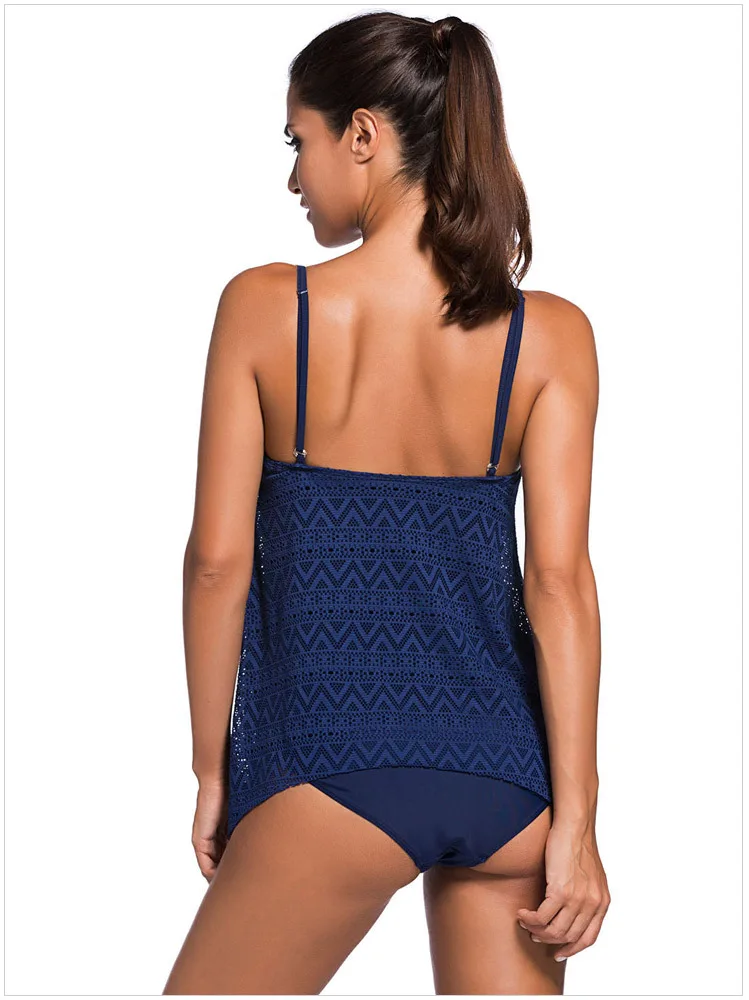 Sexy Mesh Tankini Swimsuits Two-Piece Women Halter Vintage Retro Push Up Swimwear Beach Bathing Suit maillot de bain Plus Size (13)