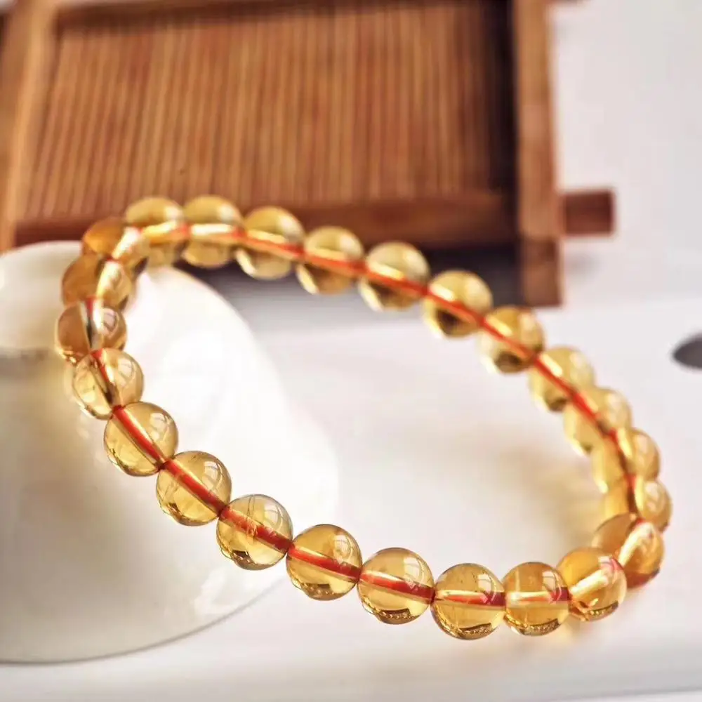 

Top Natural Citrine Yellow Gemstone Round Beads Women 7mm 8mm 9mm 10mm 11mm Bracelet Brazil Wealthy Stone Gift Bracelet AAAAA