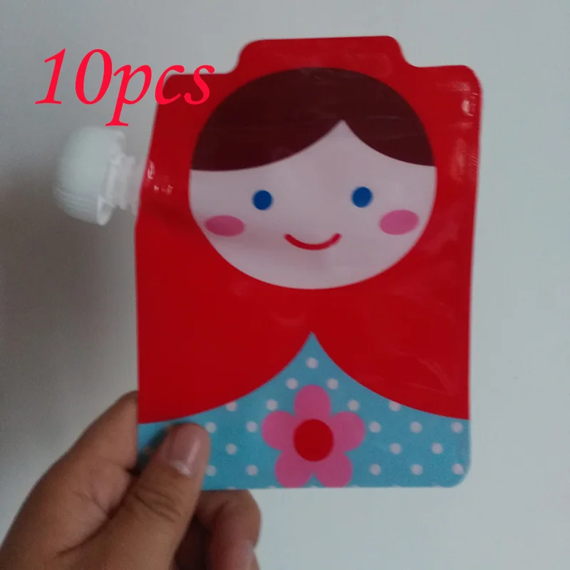 

10pcs Free Shipping Juice Pouch Baby FOOD Packaging Reusable Squeeze Pouch Plastic Smoothie Squeeze Bags With Zip Lock BPA free