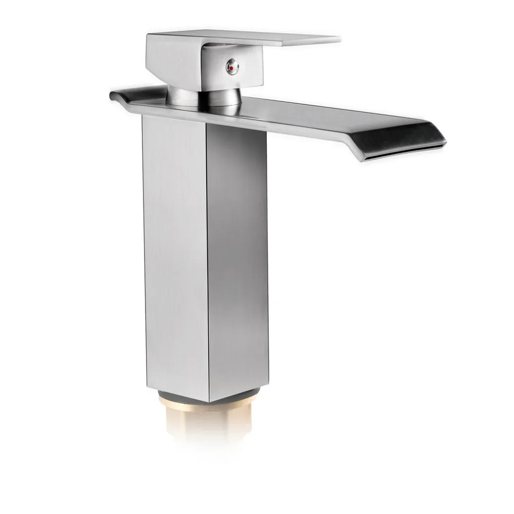 

One Handle Deck Mount Solid Waterfall Bathroom Sink Faucet Widespread Contemporary Bath Basin Faucet Single Hole Durable
