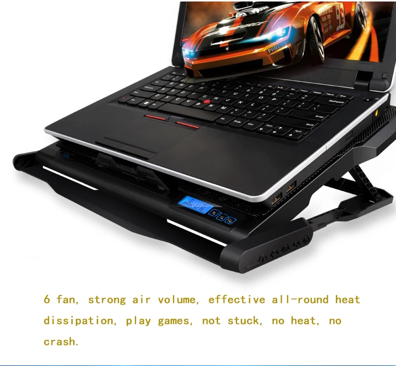 Кулер для ноутбука 2 usb порта и шесть охлаждающих вентиляторов охлаждающая подставка для ноутбука Подставка для ноутбука 12-15,6 дюймов для ноутбука