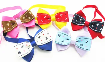 

50PC/Lot Cute Anchors Pattern Pet Dog Neckties Ribbon Bow Ties Collar Puppy Bowties Grooming Supplies