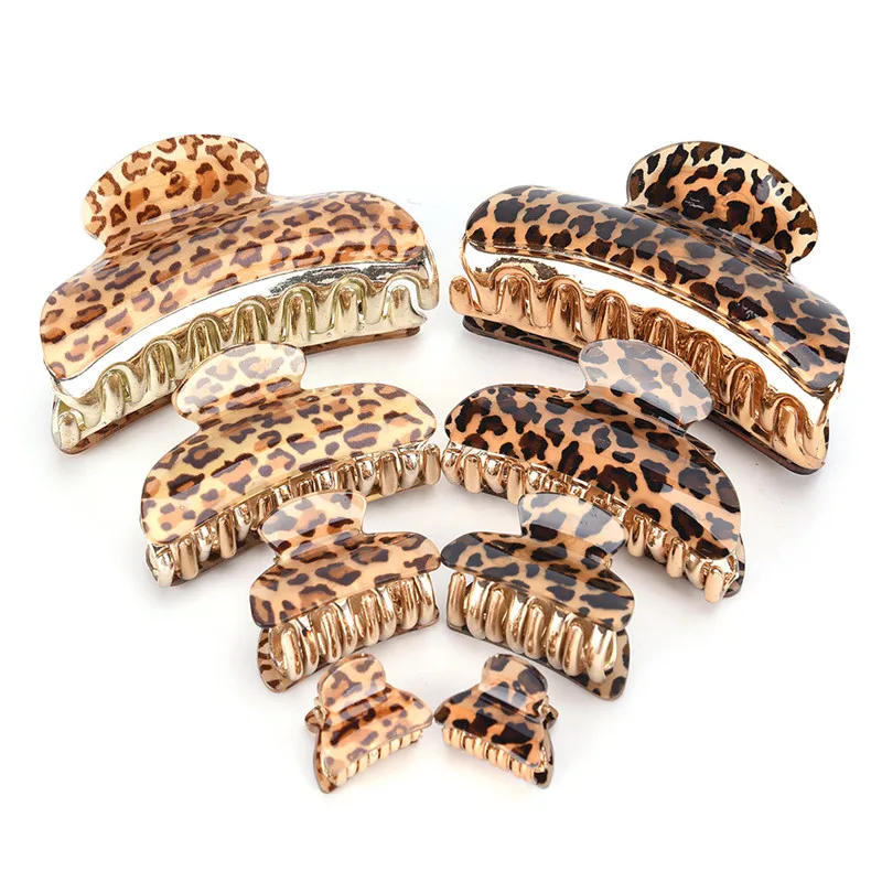 

1PCS Special Design Women Acrylic Fashion Leopard Grain Hair Clip Hair Claws Hair Accessories 4 Sizes Hot Sale