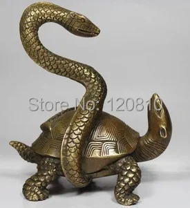

CHINESE OLD COPPER HANDWORK SNAKE TORTOISE STATUE