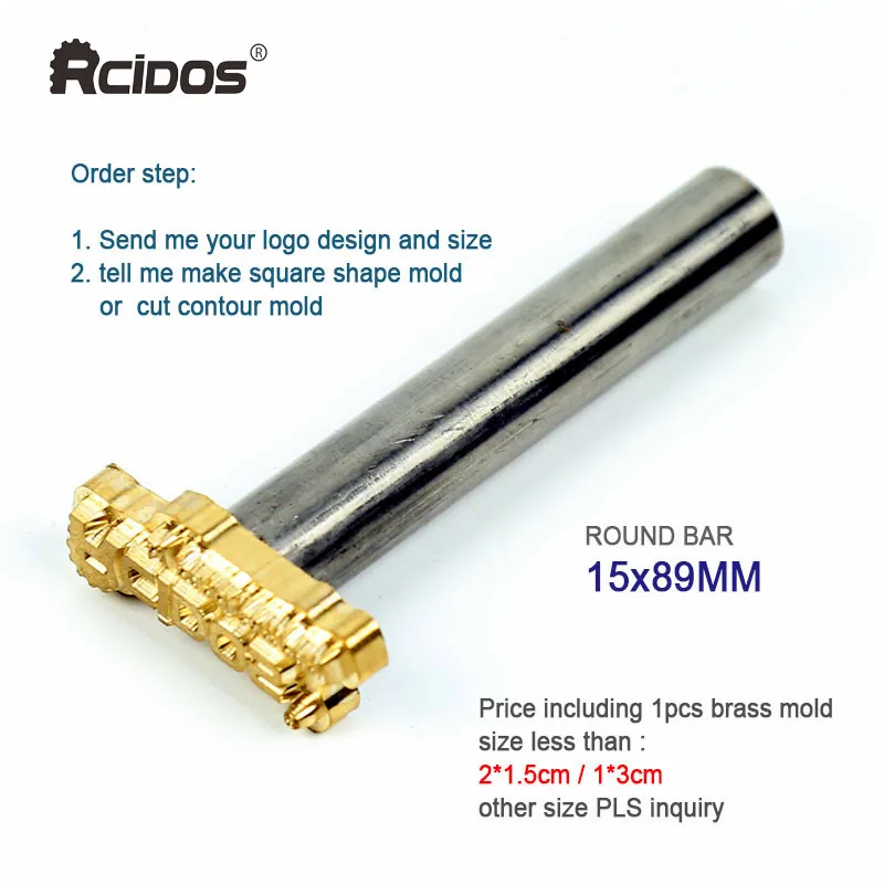 RCIDOS#304 ручка из нержавеющей стали, ручка холодного тиснения, инструменты для тиснения логотипа, штамповка - Цвет: M5x15x89MM