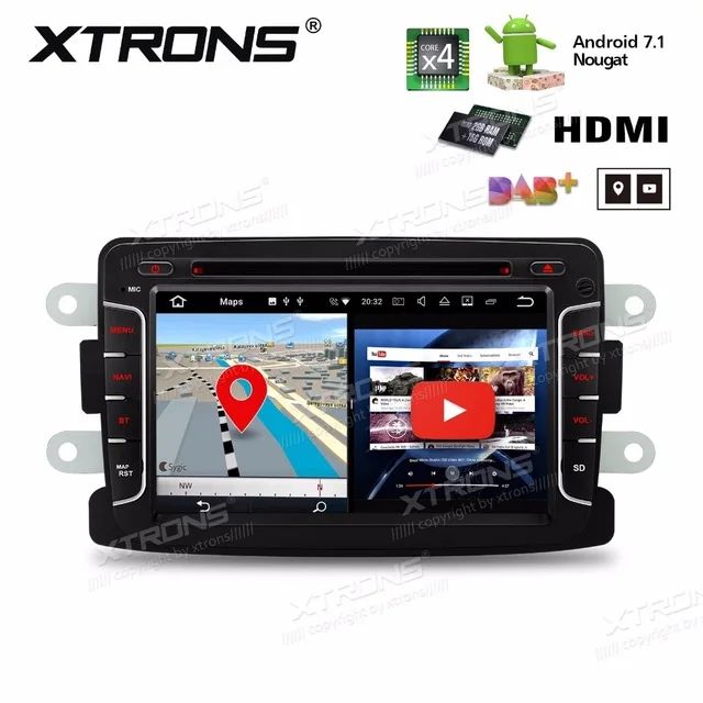 Cheap 7" Android 7.1 Nougat OS Car DVD for Dacia Duster 2011-2017 & Sandero 2012-2017 & Lodgy 2012-2017 with Multi-Window View Support 2