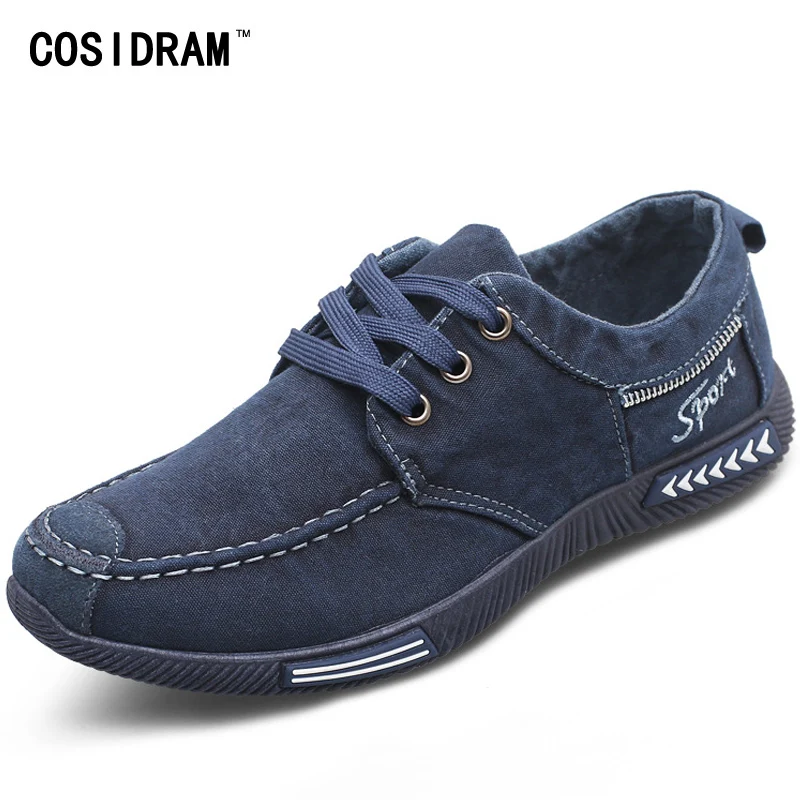 COSIDRAM Canvas Men Shoes Denim Lace-Up Men Casual...