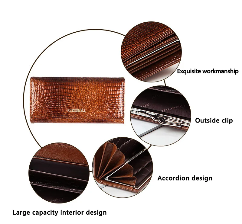 Женский кошелек из натуральной кожи, роскошный бренд, Дамский кошелек, леди накладка, кошельки, женский внешний зажим, сумка, большая емкость, портмоне, модный кошелек