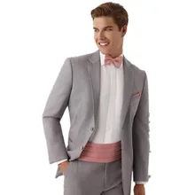 Последний высококачественный мужской костюм на свадьбу, на заказ, серый узкий лацкан, свадебные смокинги для мужчин, костюмы для жениха