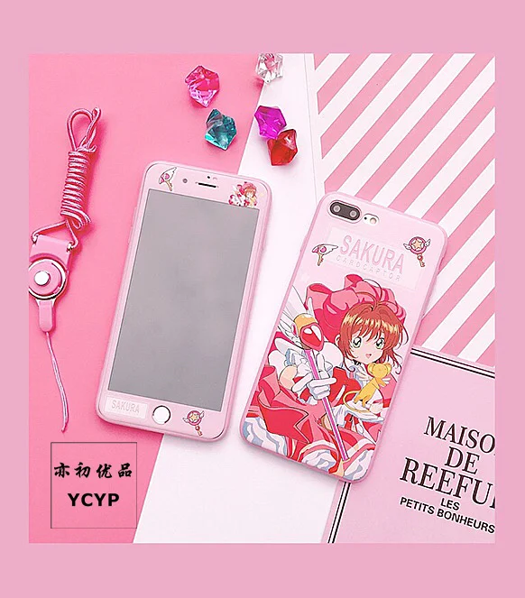 Чехол для iphone XS Max Sailor Moon+ пленка для экрана из закаленного стекла, Чехол для карт Sakura для iphone X XR 6 6 S 7 plus 8 8 plus