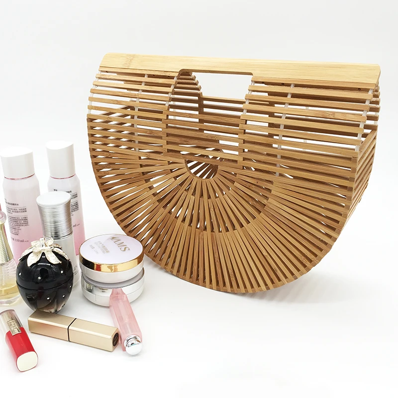 

Pure Handmade Bamboo-woven Bag Bamboo-wood Weaving Bag Beach Bags Hollow Bamboo Bag European And American Storage Basket