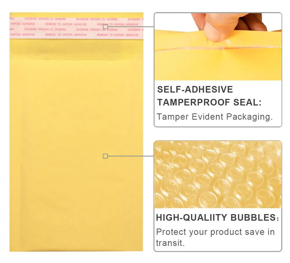 Speedy Mailers 10 шт. 4.3x5.1-дюйм(ов)/110x130 мм Золотой крафтовый конверт с упаковочной пленкой внутри конверты с вкладышем из пузырьковой пленки
